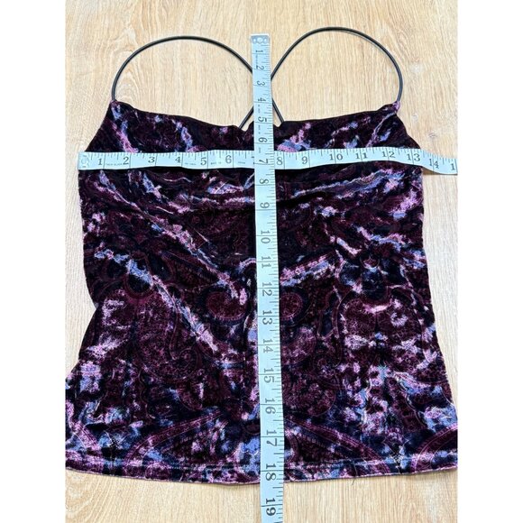 Y2K Rampage Velvet Paisley Print Scoop Neck Crop Top - Picture 5 of 5